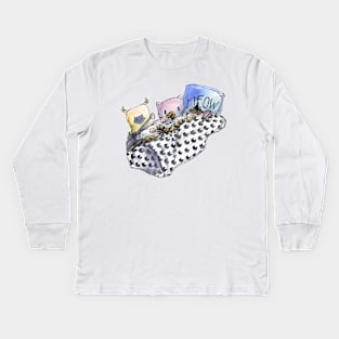 Cat Sleeping on Cat Throw Kids Long Sleeve T-Shirt